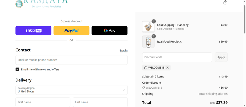 Kashaya Probiotics Coupon Code - 10% Off on Probiotic Supplements